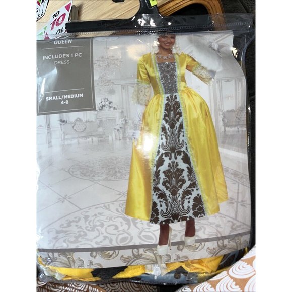 Royal Court Presentation Dress for Adults - Regency Romance, Yellow, S/M 4-8 - Picture 3 of 3